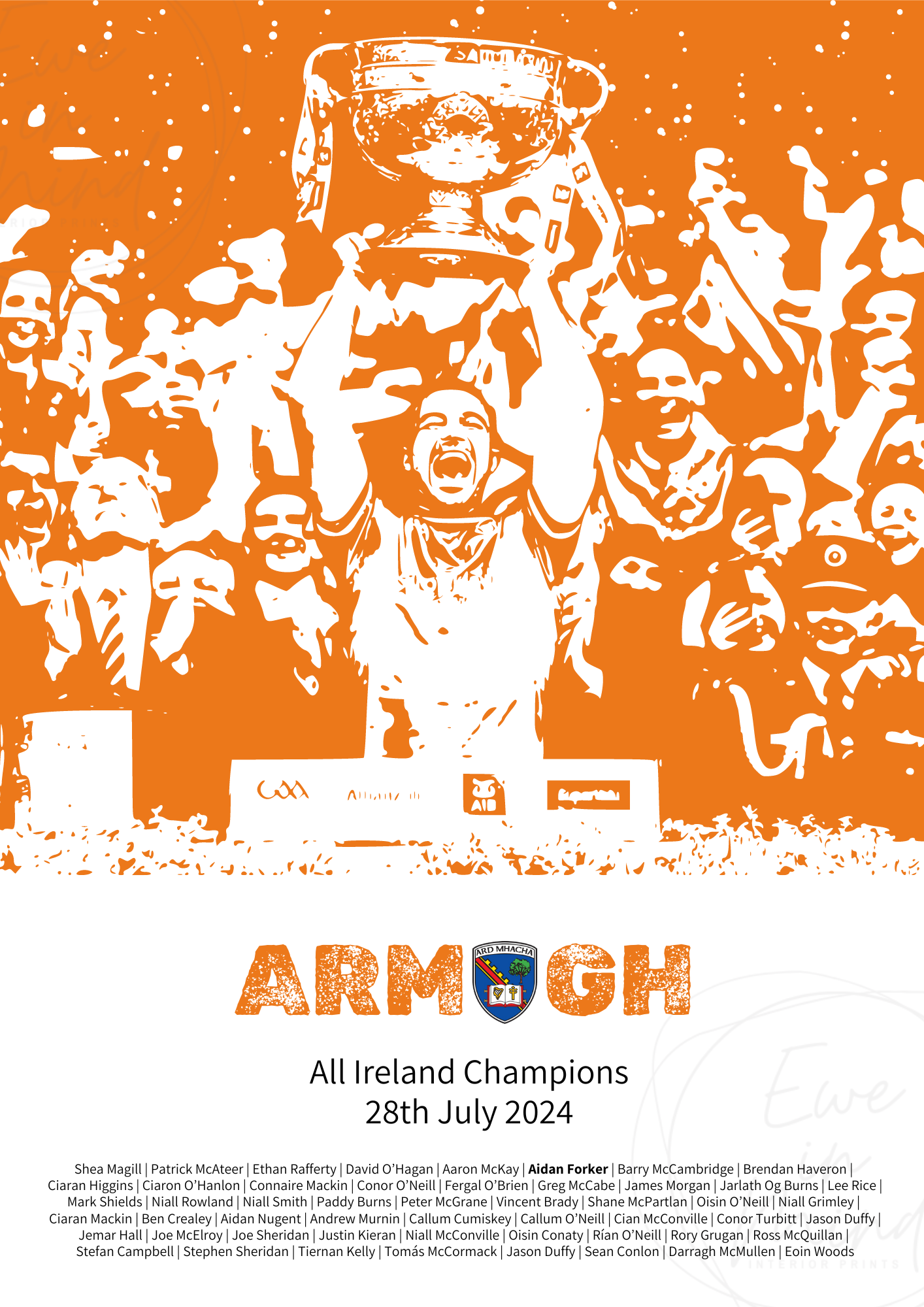 Champions in Orange: Aidan Forker Lifts the Sam Maguire – Armagh champions print